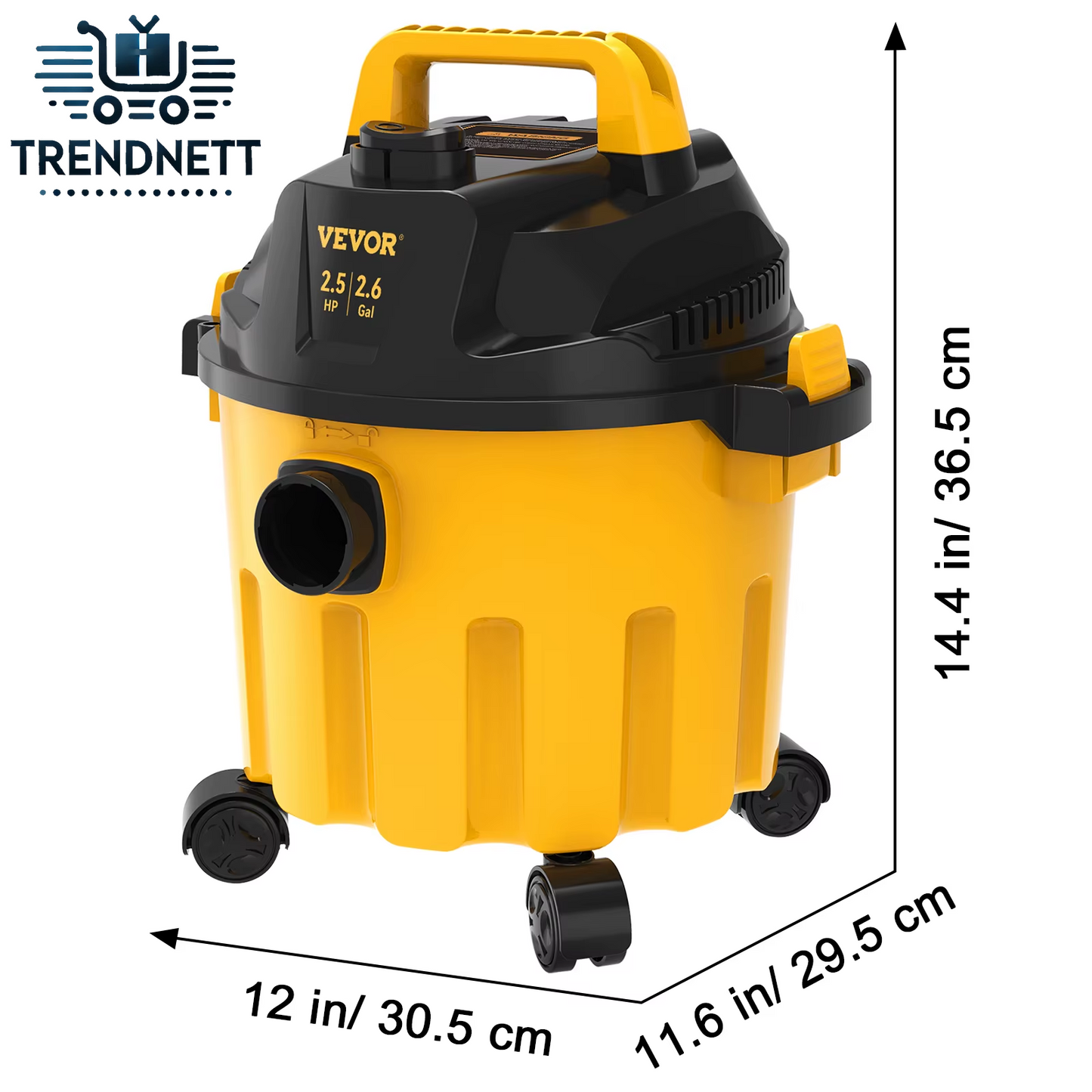 2.6 Gallon 2.5 Peak HP 3-in-1 Portable Wet/Dry Vacuum with Blowing Function and Storage, Ideal for Floor Cleaning