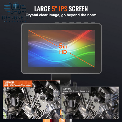 Articulating Borescope Camera with Light Two-Way Articulated Endoscope Inspection with 6.4Mm Tiny Lens 5" IPS 1080P Screen