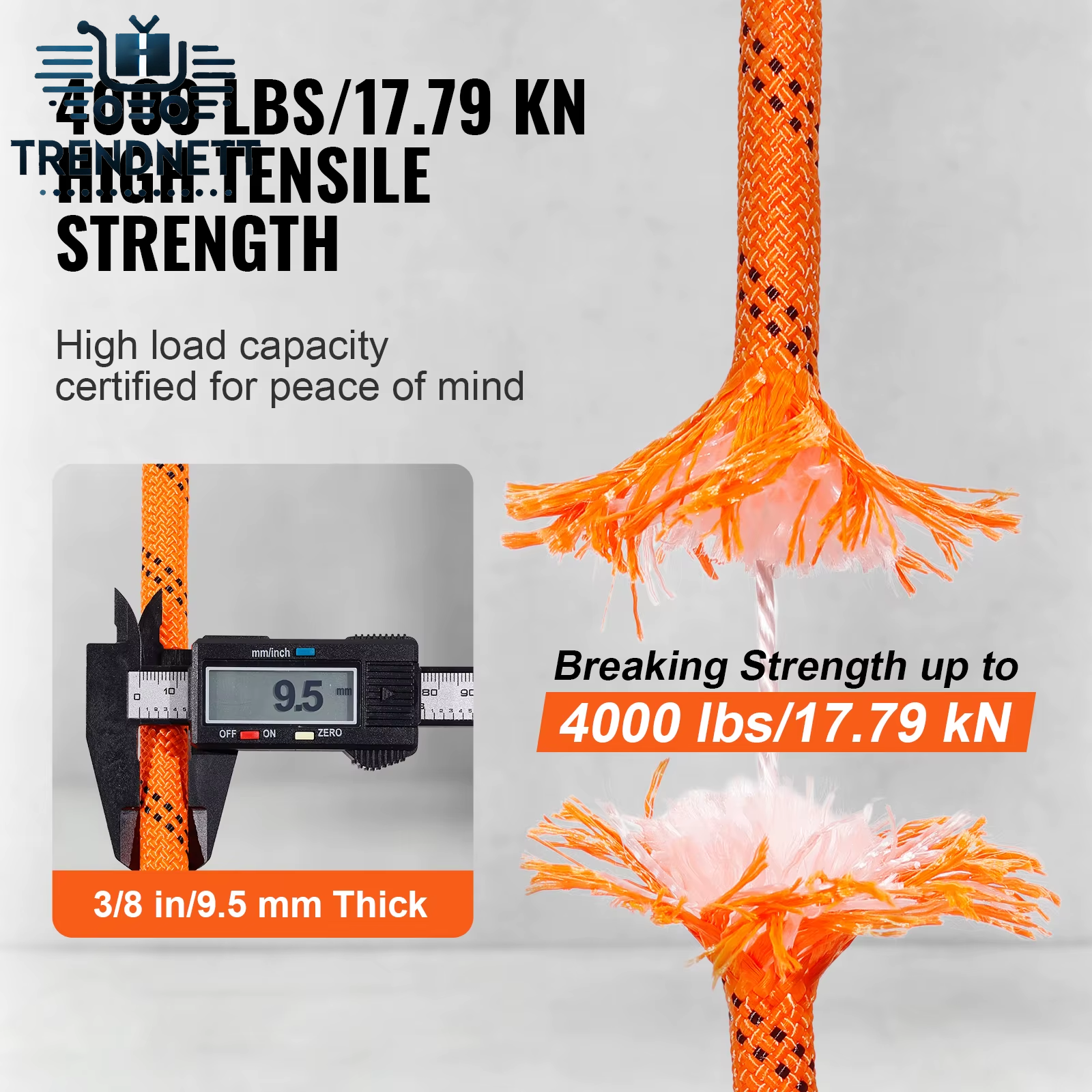 120Ft Dual-Weave Polyester Cord 3/8 1/2 Inch 48-Strand Multi-Use Rope for Arborist Activities Outdoor Adventures Versatile
