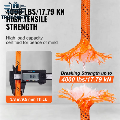 120Ft Dual-Weave Polyester Cord 3/8 1/2 Inch 48-Strand Multi-Use Rope for Arborist Activities Outdoor Adventures Versatile