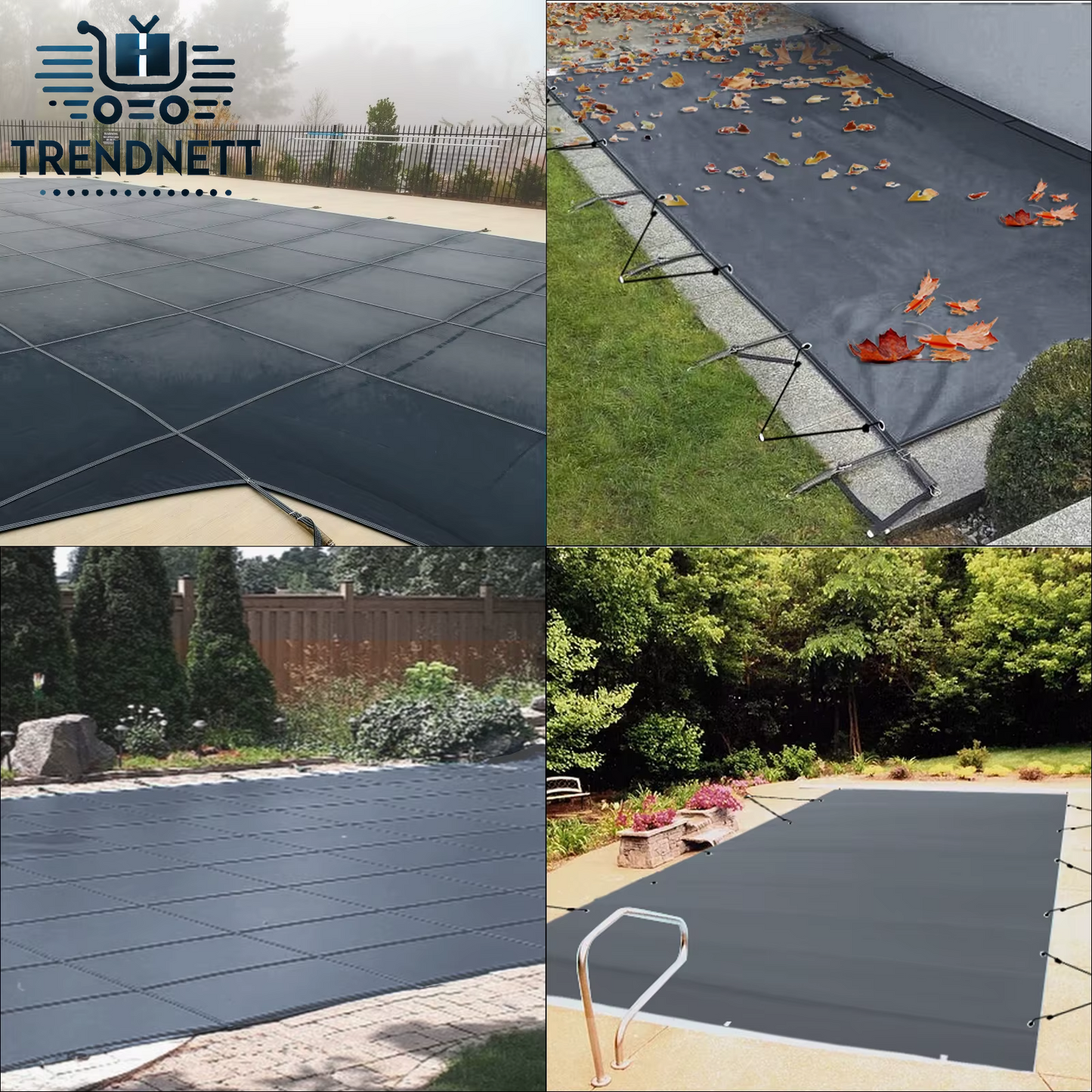 Pool Safety Cover 13X26 Ft In-Ground PVC Rectangular Solid Charcoal Pool Covers for Swimming Pool Winter Protection Cover