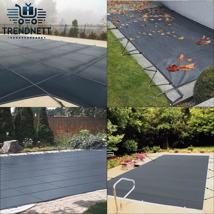 Pool Safety Cover 13X26 Ft In-Ground PVC Rectangular Solid Charcoal Pool Covers for Swimming Pool Winter Protection Cover