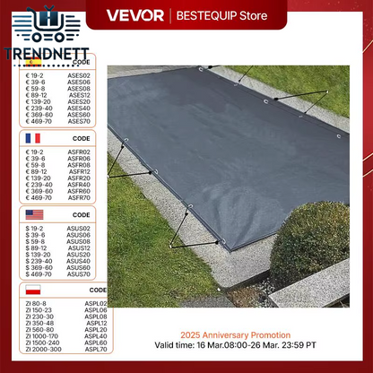 Pool Safety Cover 13X26 Ft In-Ground PVC Rectangular Solid Charcoal Pool Covers for Swimming Pool Winter Protection Cover