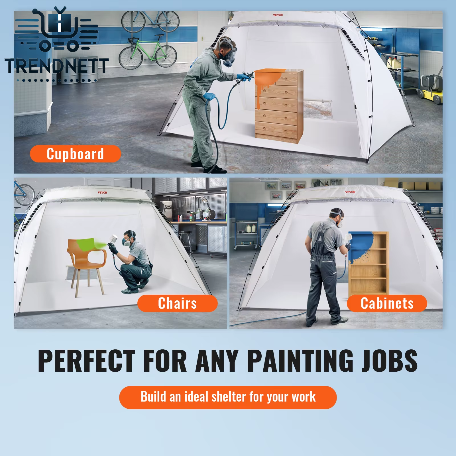 Portable Paint Booth Shelter 7.5X5.2X5.2/10X7X6Ft Foldable Spray Painting Tent for Furniture Craft Project DIY Hobby Tool