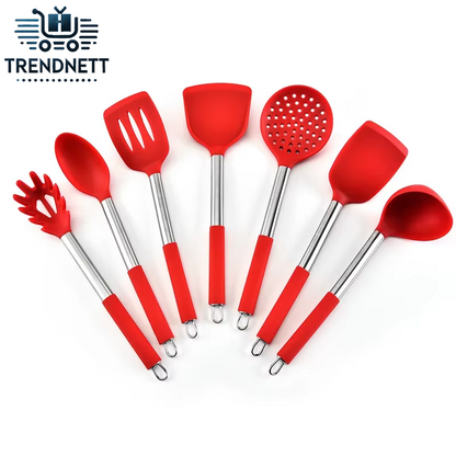 Stainless Steel Handle Silica Gel Kitchenware 7 Pieces Kitchen Tools Cooking Gadgets Kitchen Accessories Cooking Tools