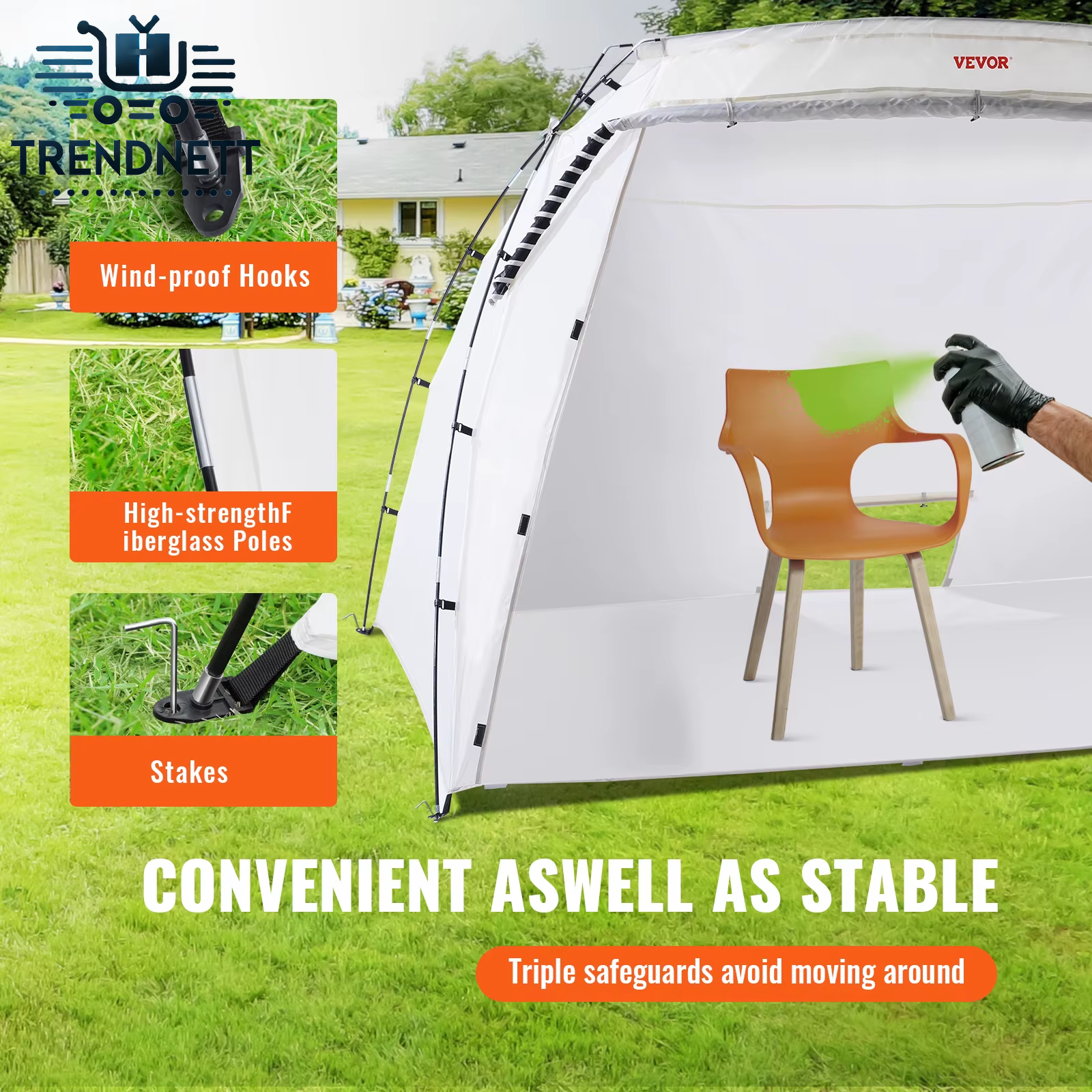 Portable Paint Booth Shelter 7.5X5.2X5.2/10X7X6Ft Foldable Spray Painting Tent for Furniture Craft Project DIY Hobby Tool