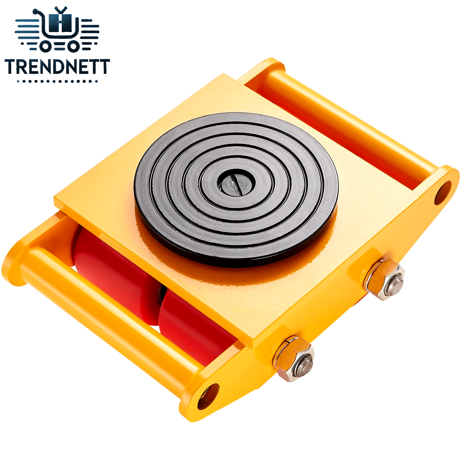 6T Machinery Skate Dolly Industrial Mover with 4 PU Wheels and 360° Rotation Non-Slip Cap for Warehouse Workshop Factory